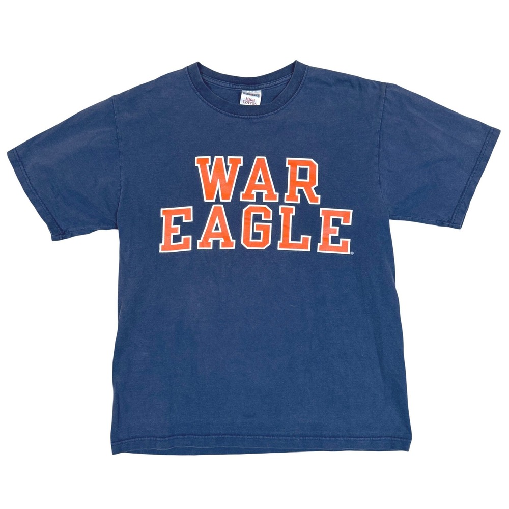 Vintage War Eagle Auburn Jerzees T-Shirt M 18.5x25.5 Navy Blue Graphic Collegiat